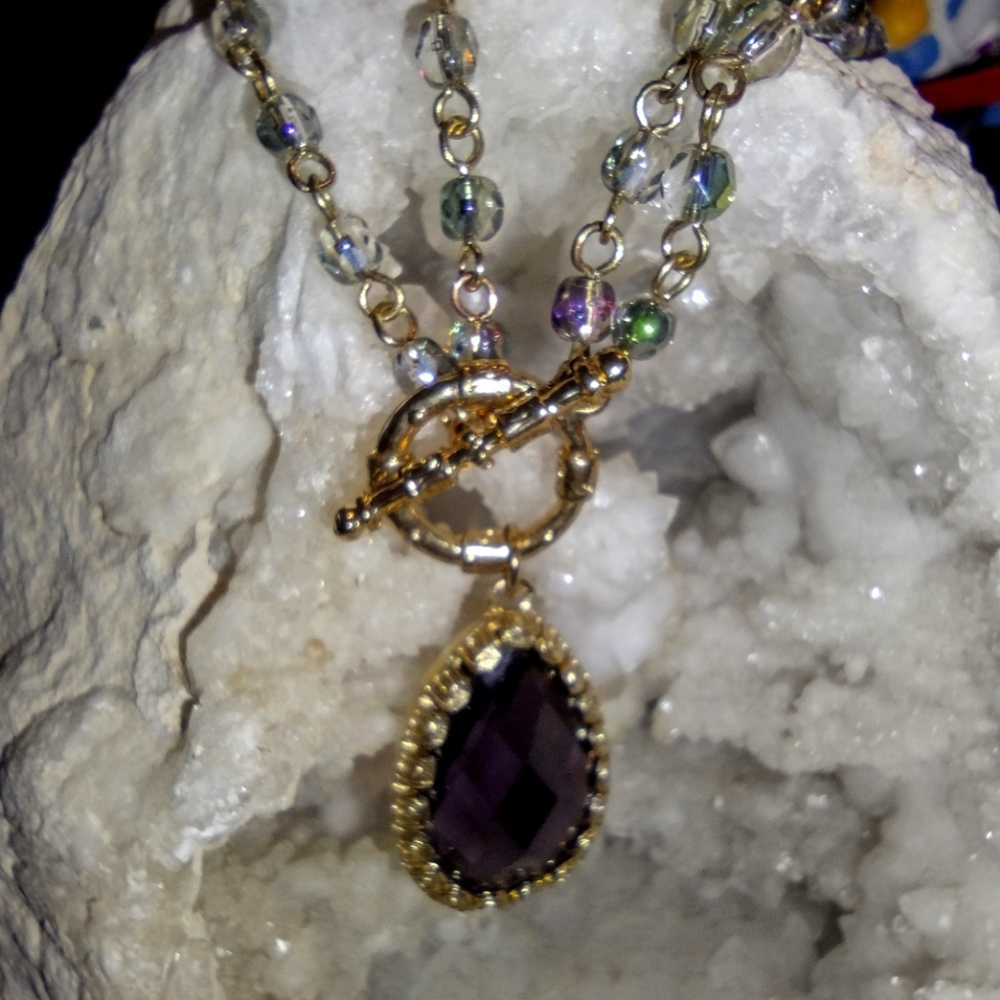Iridescent glass beaded choker (Bridgestone inspired) hand.made